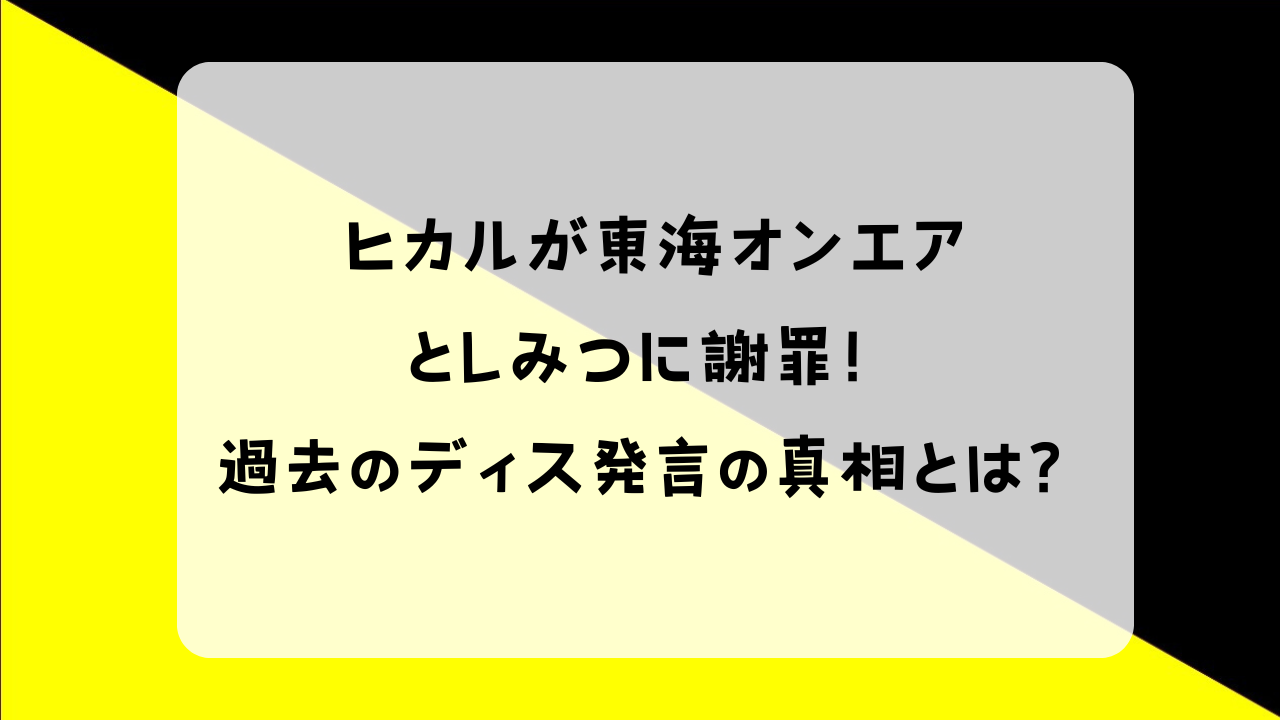 ヒカル としみつ 謝罪